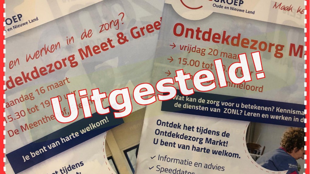 Afb: Ontdekdezorg Markt Emmeloord en Meet & Greet Steenwijk uitgesteld